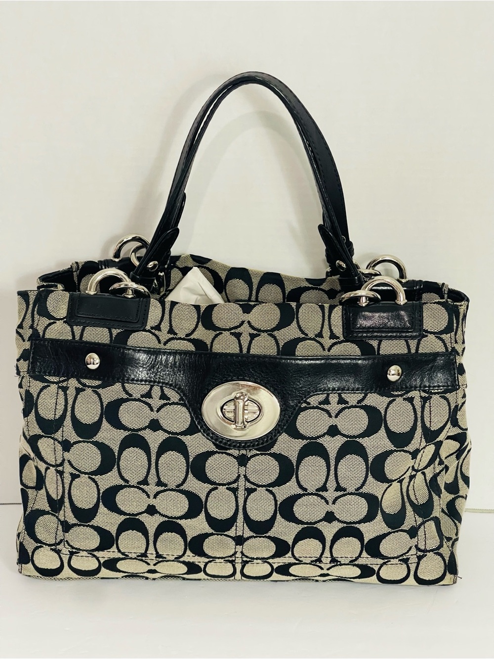 Coach Penelope Signature Carryall Coach turn lock shoulder tote bag